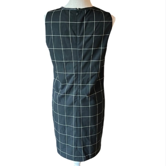 Lauren Ralph Lauren NWT Windowpane Plaid Leather Trim Sheath Dress - 6 - Picture 4 of 10